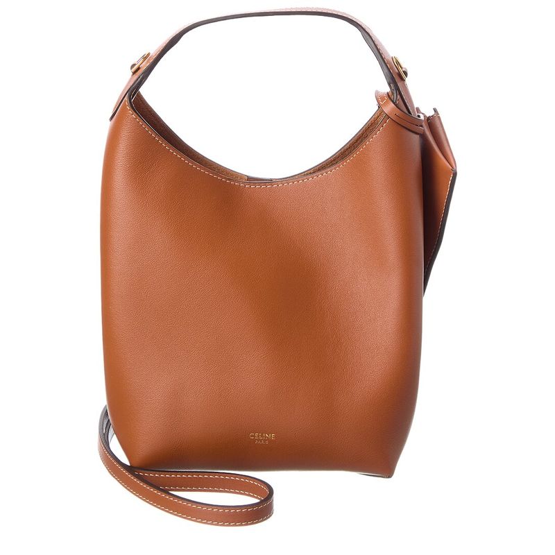 Celine Leather Shoulder Bag, Brown